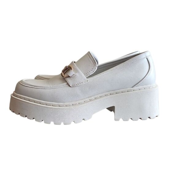 Steve Madden White Platform Loafers Chunky Lug Sole Slip-Ons Sz 10 Y2K Inspired - Picture 4 of 12